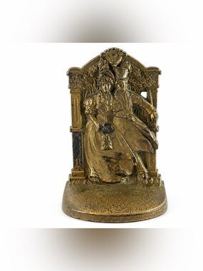 CJO Judd Vintage Bookend Victorian Couple Cast Iron Brass Tone Single 6”